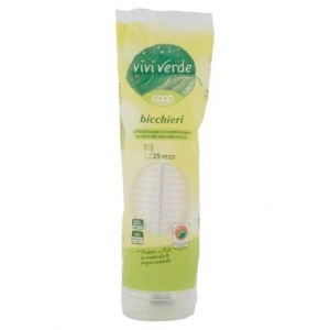 VIVI VERDE bicchieri 200cc Biodegradabili e Compostabili* 25 pz